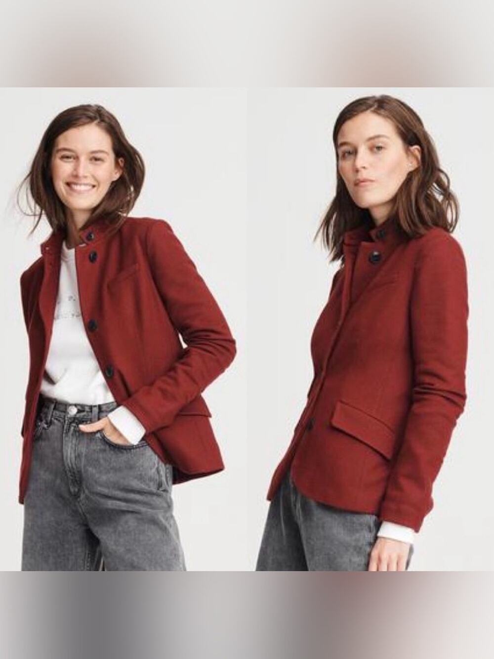 Rag & Bone Slade Wool Blazer Black Cherry Size 0